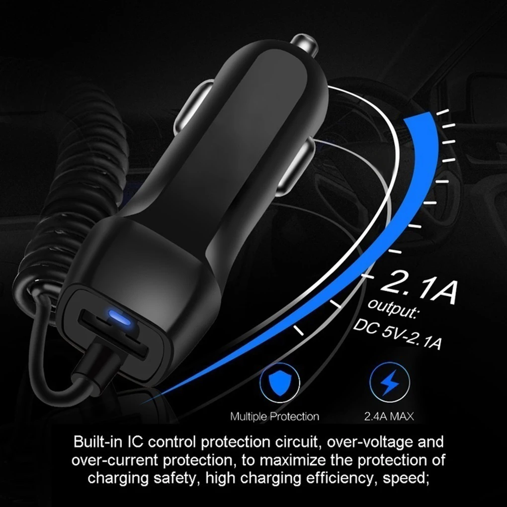 

Universal Car Charger With USB Cable Mobile Phone Charger For iphone for Samsung Micro USB Type C Cable Fast Car Phone Charger