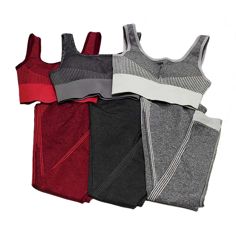 Бесшовный комплект для спортзала нейлоновый женский костюм йоги спортивная