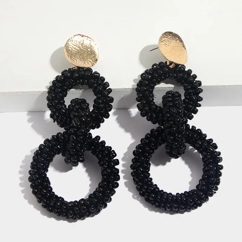 JJFOUCS богемные серьги-капли с бахромой для женщин геометрические черные кристаллы