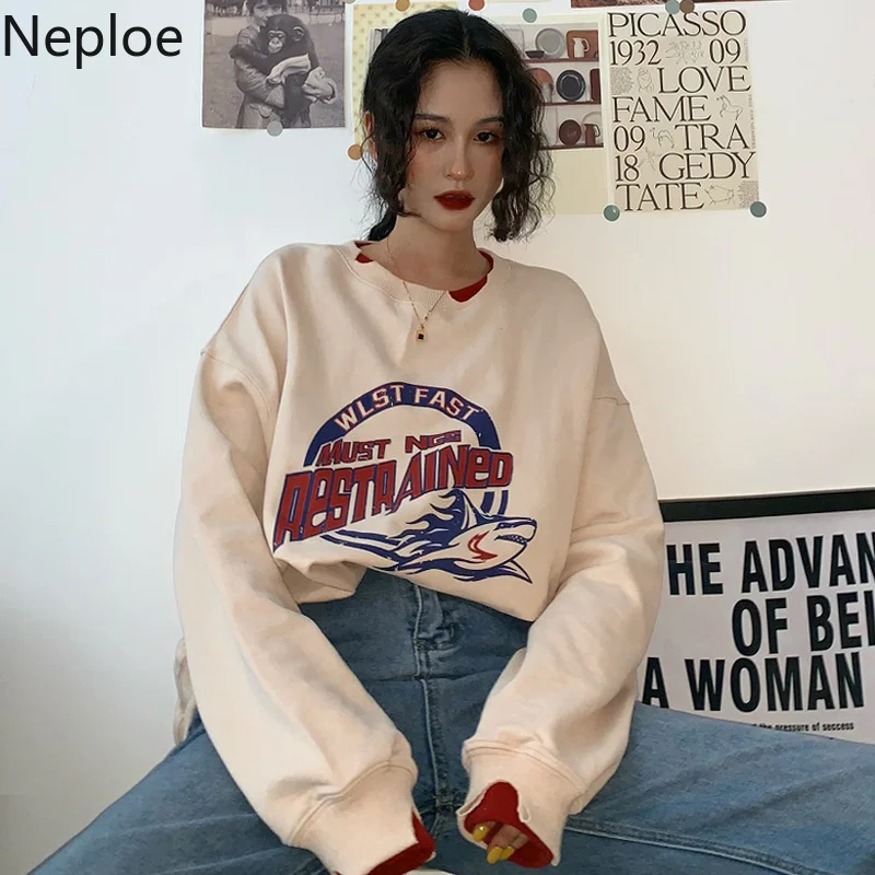 Женские толстовки Neploe в стиле Харадзюку С буквенным принтом корейские бойфренд с