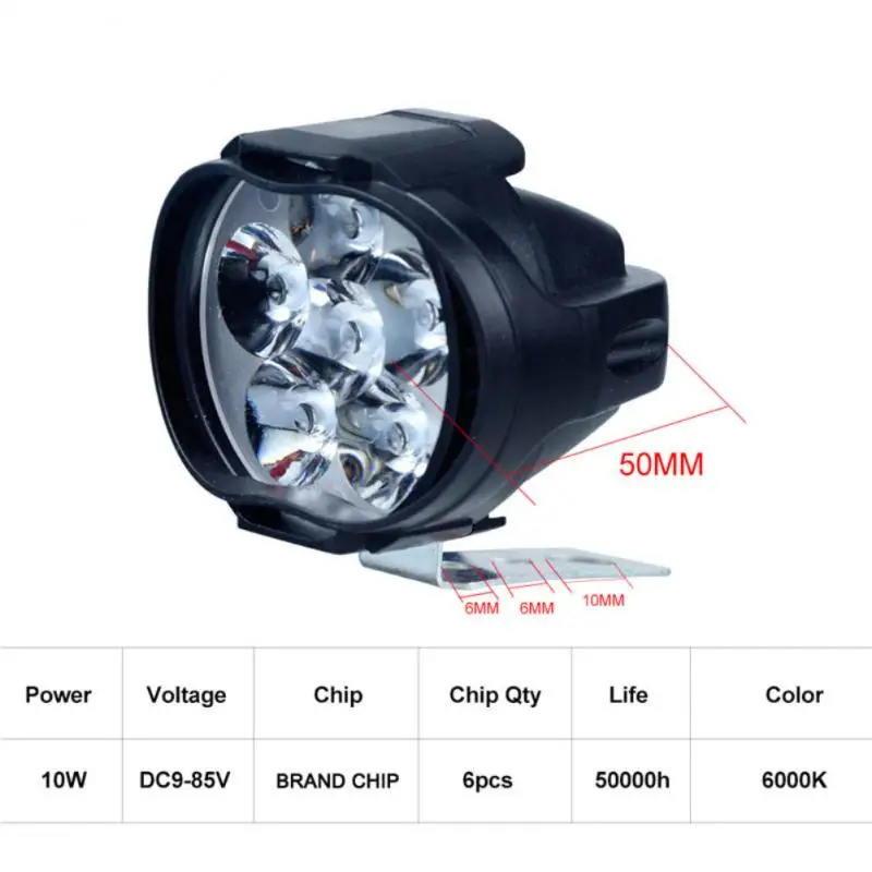 

1Pc Motorcycles Headlight Working Spot Light Motorbike 6500k White Super Bright 6 LED Fog Lamp 1200LM LED Scooters Spot
