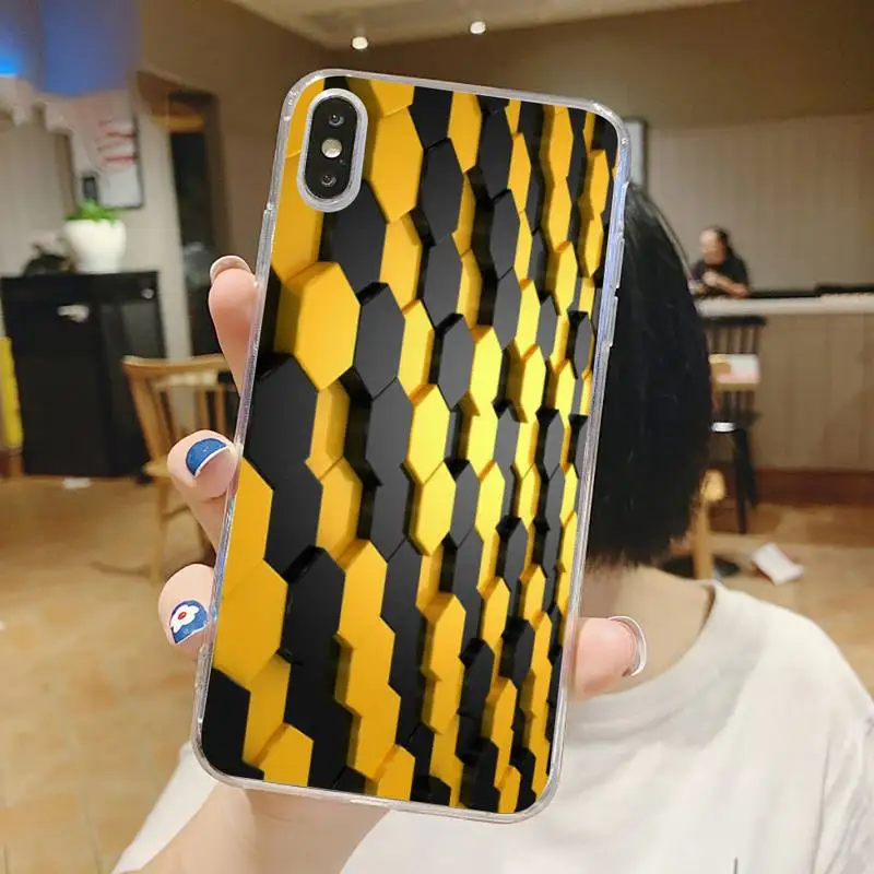 

Hexagonal lattice pattern Phone Case Transparent for iPhone 6 7 8 11 12 s mini pro X XS XR MAX Plus