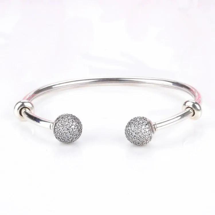 

Authentic 925 Sterling Silver Pan Bracelet New Classic Open-end Versatile And Open-end Bracelet Fit Diy Charm Women Jewelry