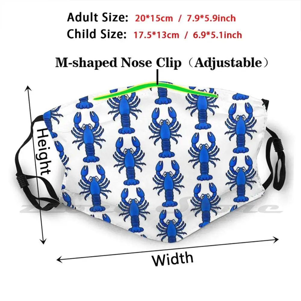 Синяя Маска для Раков тканевый многоразовый фильтр печати моющиеся синие раки