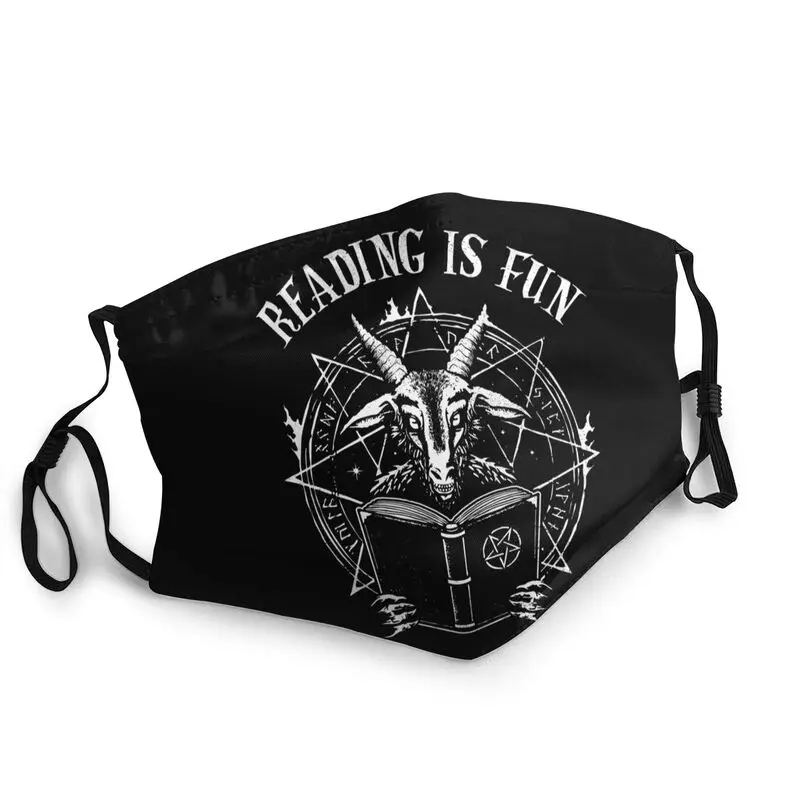 

Baphomet Mask Hail Satan Demon Geeks Reading Is Fun Tops Pop Culture Parody Face Mask Protection Adult Respirator Mouth-Muffle