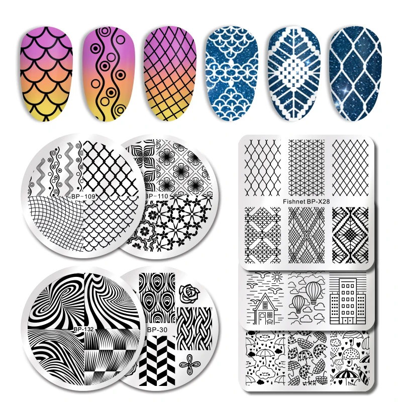 BORN PRETTY полосатые пластины из нержавеющей стали для штамповки ногтей шаблоны