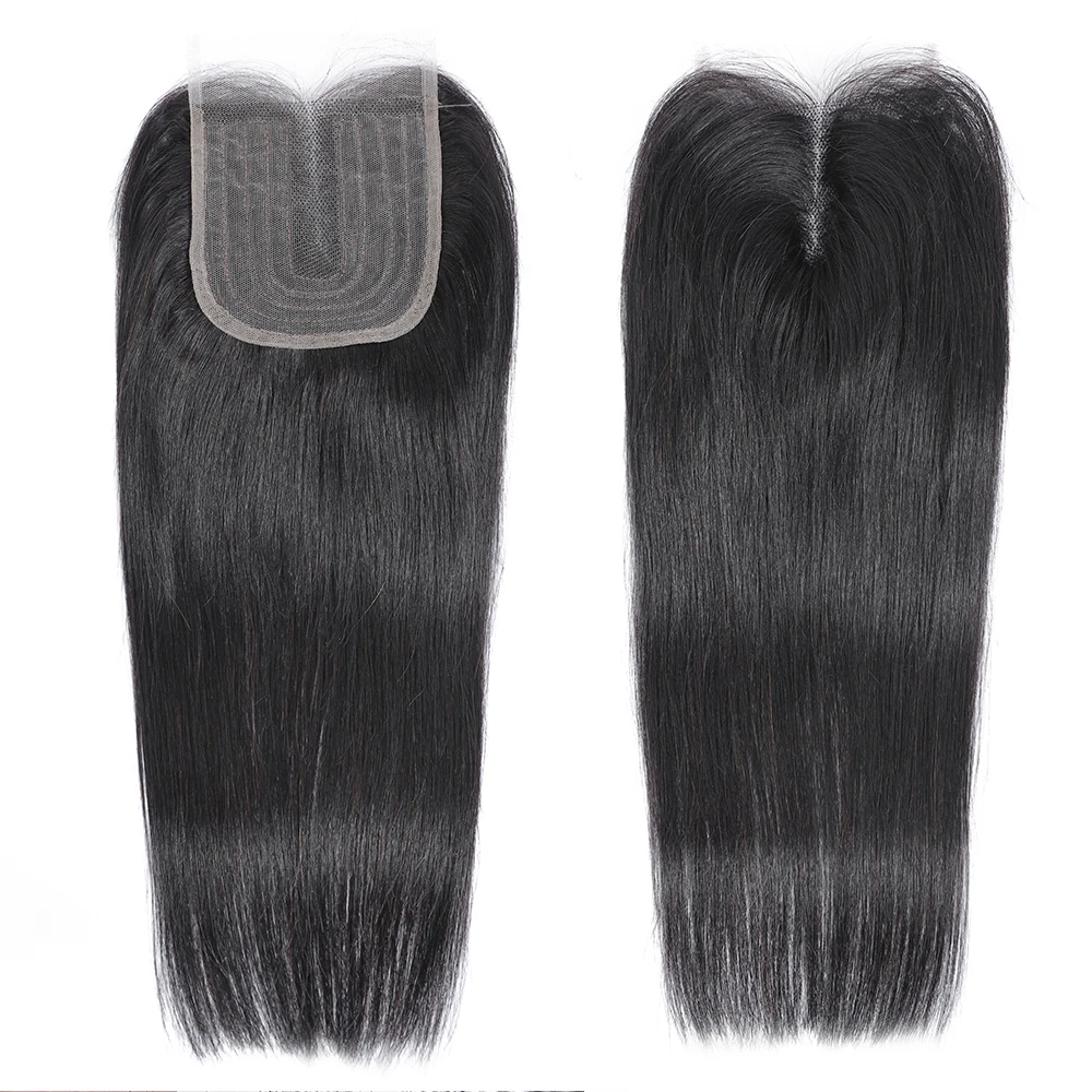 Прямые человеческие волосы на шнуровке 4x4 застежка с детскими волосами