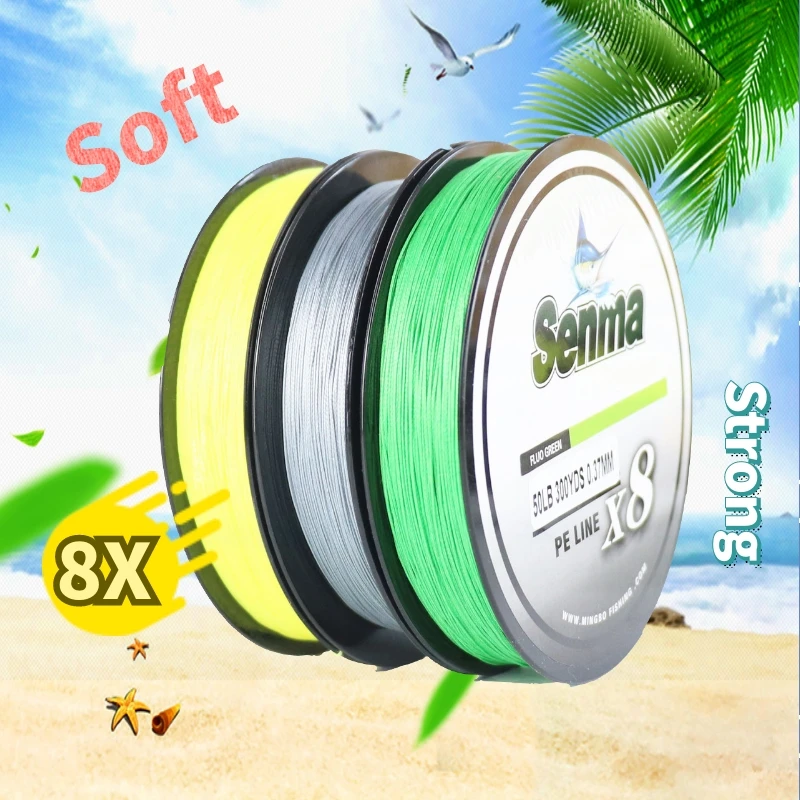 Senma многоцветная 8X 100 м 150 плетеная леска PE 8 нитей 10 80 фунтов многонитевая
