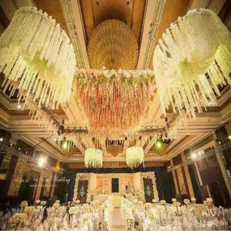 Элегантный белый искусственный Шелковый Цветок Глициния лоза из ротанга для