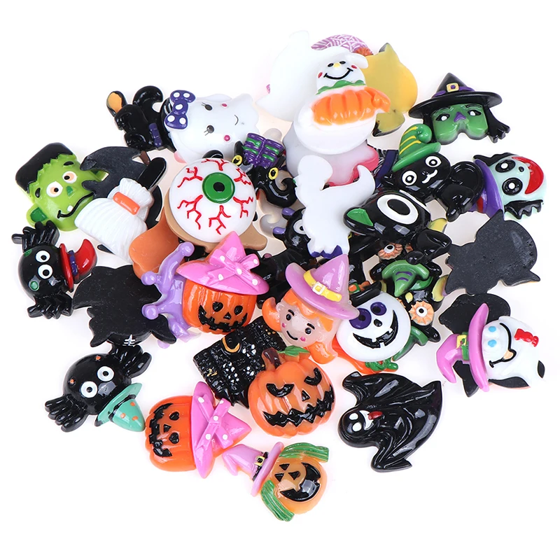 10 шт микс DIY Хэллоуин серии смолы Подвески flatback призрак тыква кабошон случайный |