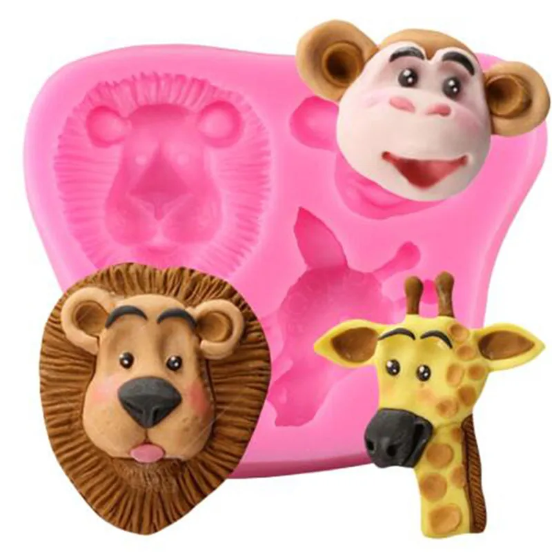 Помадка ремесло торт плесень 3D Обезьяна Жираф Лев Форма Силиконовые формы