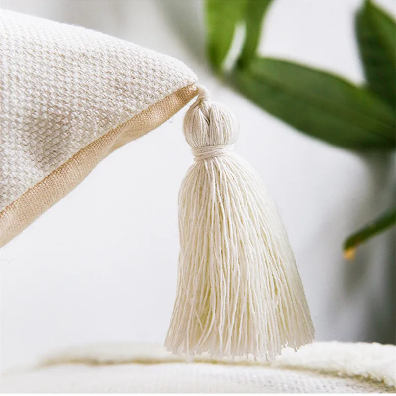 

Golden Silver Stripe Embroidery Pillow Cover with Tassels Home Decor Cushion Cover PillowCase Pillow Sham 30x50cm/45x45cm