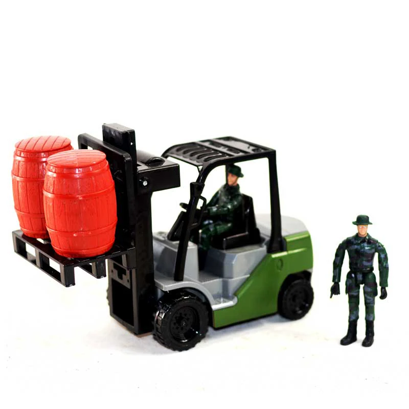 

1/18 3.75'' Action Figure Soldier Scene Accessory Forklift Truck Barrels Vehicle Plastic Model Acid Rain War Prop Children Toys