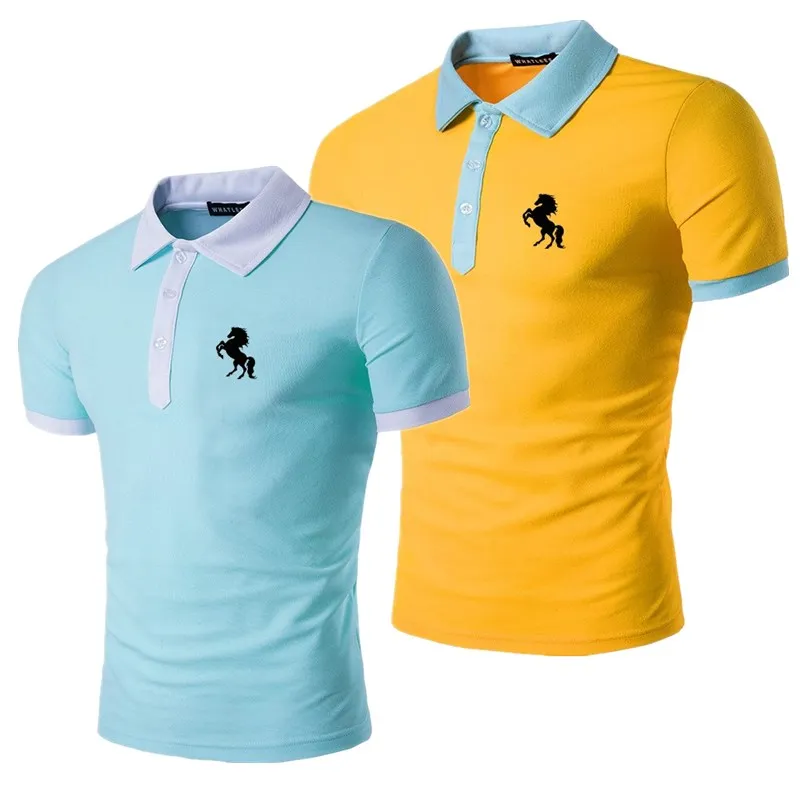 

Brand new men's fashion casual short sleeve printed polo shirt