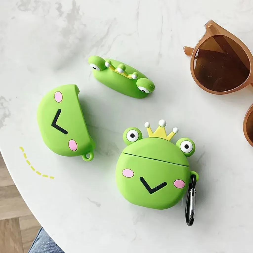 Милый Мультфильм Лягушка принц Мягкая кукла из силикона чехол для Apple Airpods 1 2