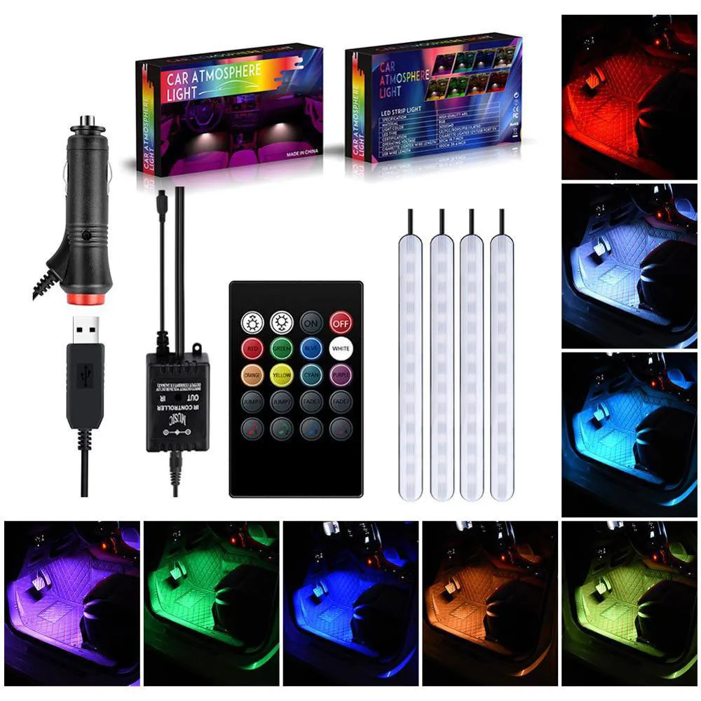 Car RGB Atmosphere Light Foot USB Remote Control Interior Decorative Ambient LED Lamp Strip Accessories Hot | Автомобили и