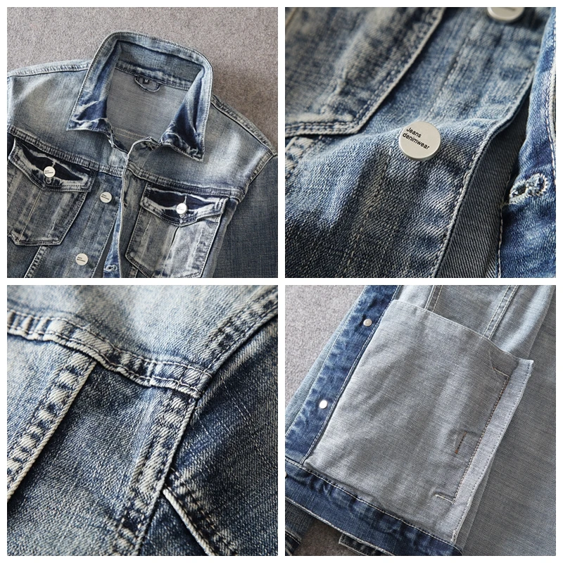 

Japanese Vintage Fashion Men Jacket Gray Blue Retro Wash Big Size M-5XL Denim Jacket Men Cotton Coats Autumn Designer Chaqueta