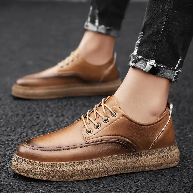 

Men Shoes Fashion Pu Stitching Sewing Lace Up Comfortable Flat Bottom Outdoor Popular Men's Casual Shoes Zapatos De Hombre