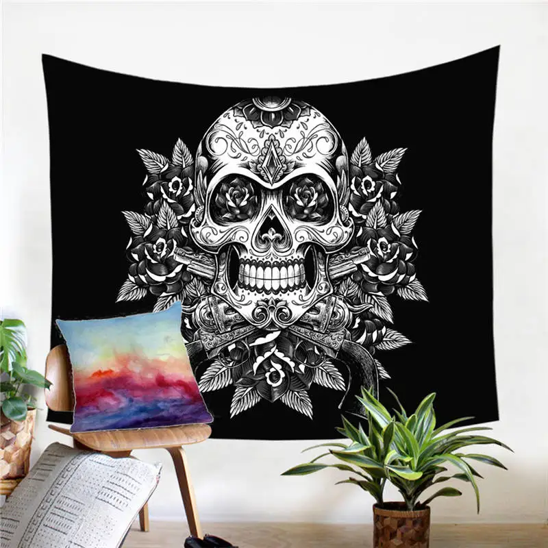 Skull 12 Постельные принадлежности Outlet сахарный череп и цветочный гобелен с цветочным принтом из микрофибры настенный Декор для дома постельное белье Простыня художественный ковер - Цвет: Skull 12