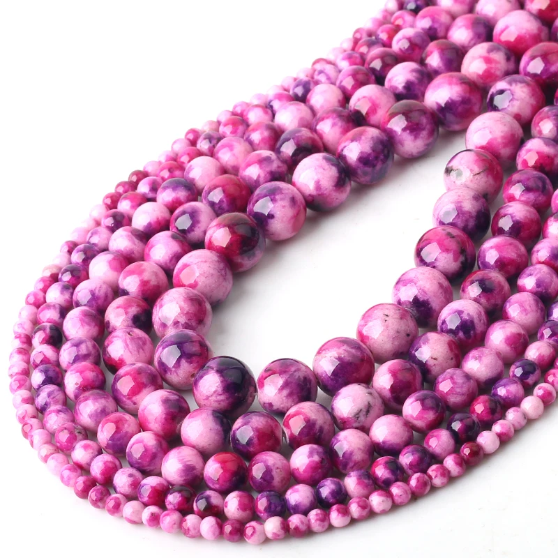 Оптовая продажа бусины из натурального камня розовые красные нефриты круглые