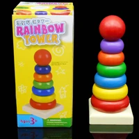 small rainbow tower color ring 6 layer baby wooden building block kindergarten supplies montessori kids classic educational toys