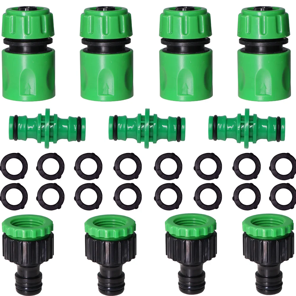 

1/2'' ABS Garden Irrigation Watering Hose Quick Connectors Kit Tubing Coupling Adapter Joint Extender Set for Car Wash Fitting
