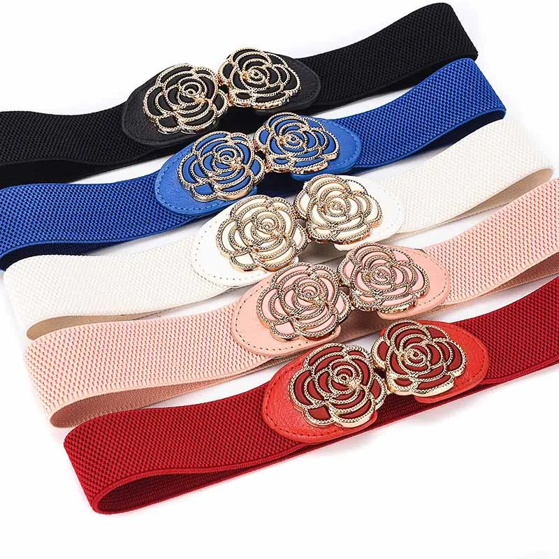 Пояс из искусственной кожи с эластичным поясом Модный черный эластичный пояс