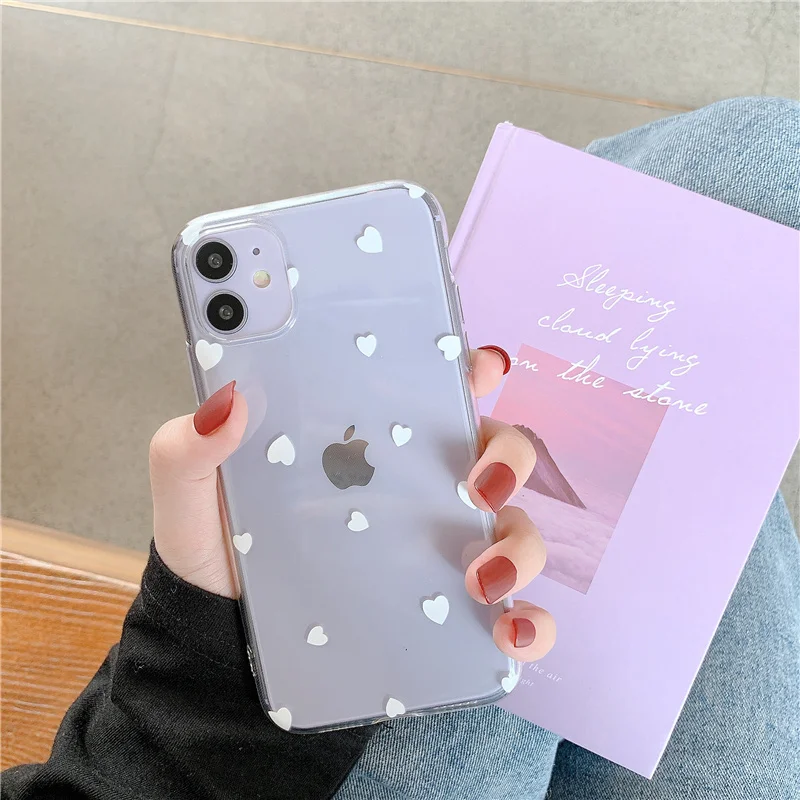 Женский чехол с сердечками для iphone 6 S 8 7 Plus чехлы xr x xs max 11 простой силиконовый