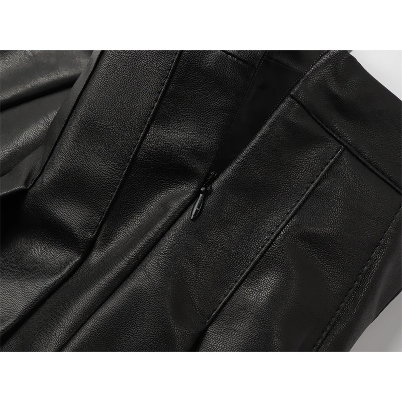 Женская Плиссированная Юбка До Колена винтажная мини-юбка из искусственной кожи