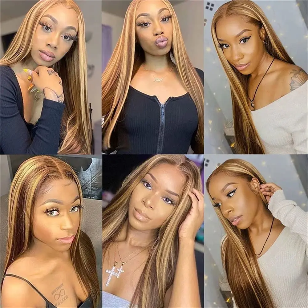 

Highlight Wig Human Hair 13x4 Lace Front Wigs Transparent Lace Frontal Wig Straight Brazilian Remy Human Hair Wigs For Women
