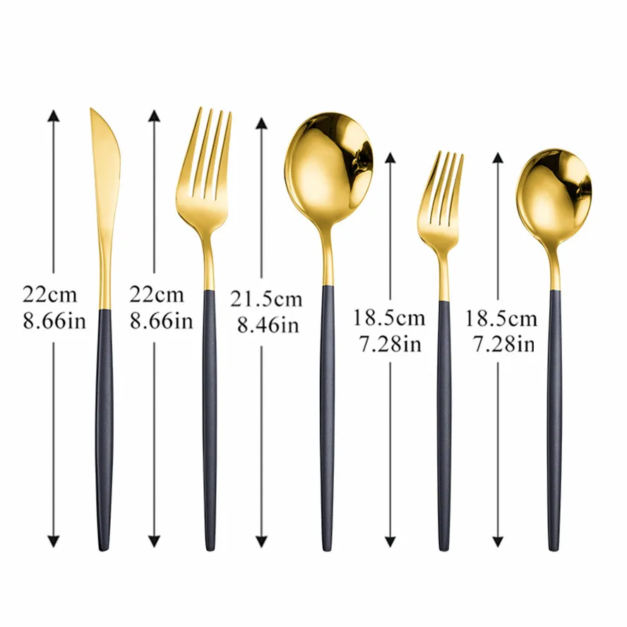 

Black Gold Cutlery Set Forks Knives Spoons 18/10 Stainless Steel Dinner Dinnerware Set Party Fork Spoon Knife Set Dropshipping