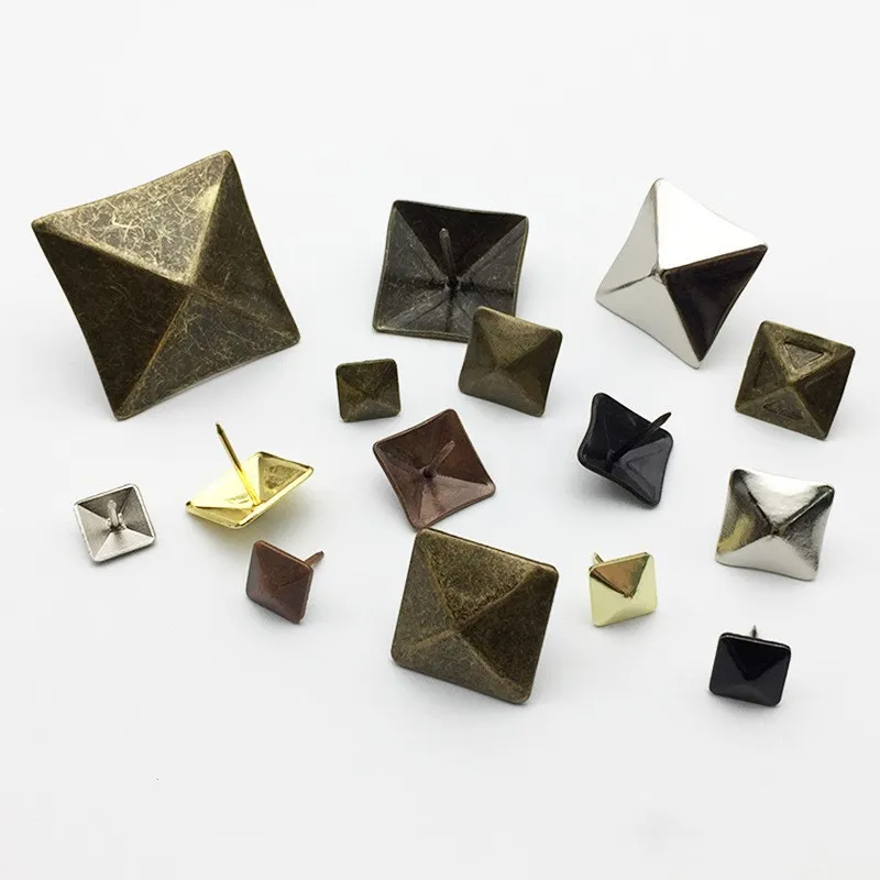 

100Pcs/Lot Square Antique Upholstery Nail Decorative Studs Tacks Pyramid Umbrella Head Gold Black Red Bronze Nickel Silver