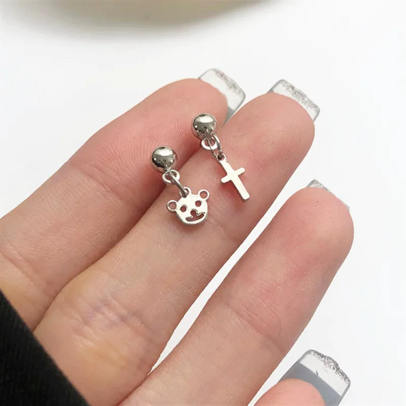 Модные Асимметричные женские ювелирные изделия с крестом в виде медведя