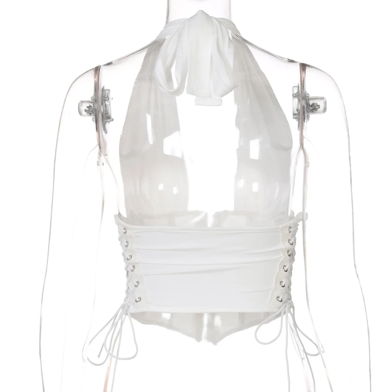 

Chicology 2021 Women Summer Halter Top Bodycon Sleeveless Deep V Neck Y2K Fashion Crop Tank Top Street New Style T-Shirts