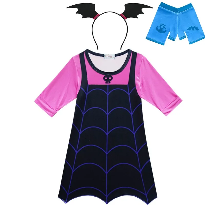 Vampirina/костюм для девочек; детское платье на Хэллоуин; детское Эксклюзивное платье; повязка на глаза для косплея; Маскировка; vetement Fille; Косплей