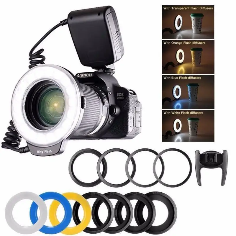 Макро 48 шт. светодиодная кольцевая вспышка RF550D внешняя для SONY Nikon Canon Olympus DSLR