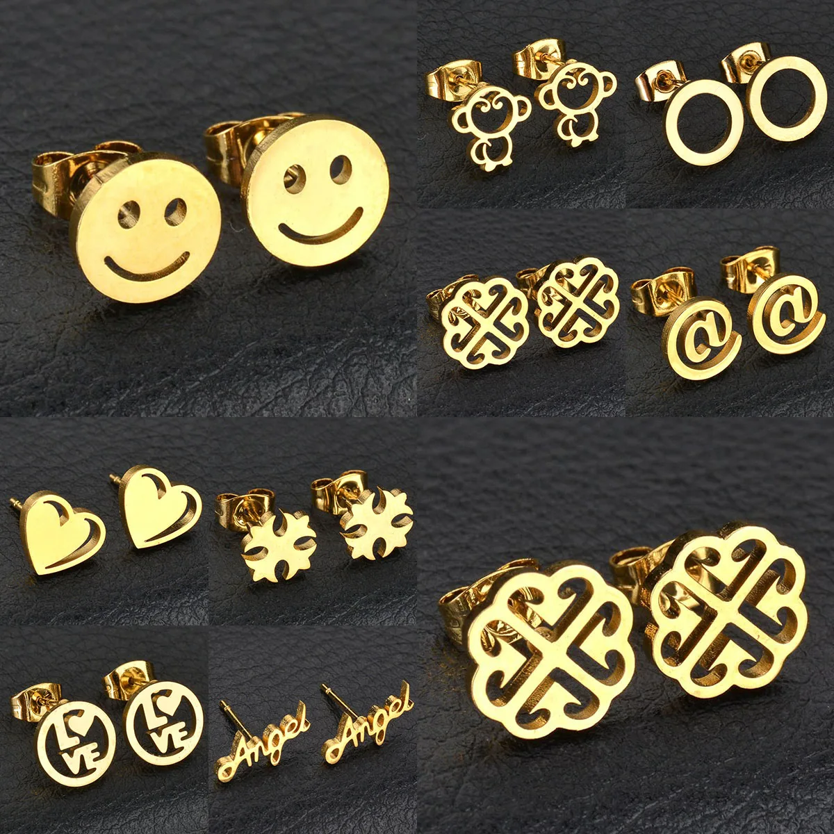 Женские сережки-гвоздики MeMolissa из нержавеющей стали золотого цвета ювелирные