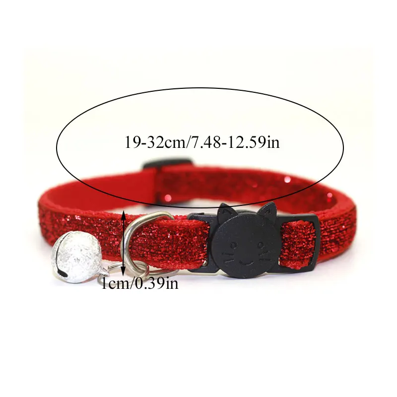 

Bling Pet Cat Collar With Bell Breakaway Fashion Adjustable Kitten Cat Sequin Collar Neck Strap Cat Accessories Pet Supplies