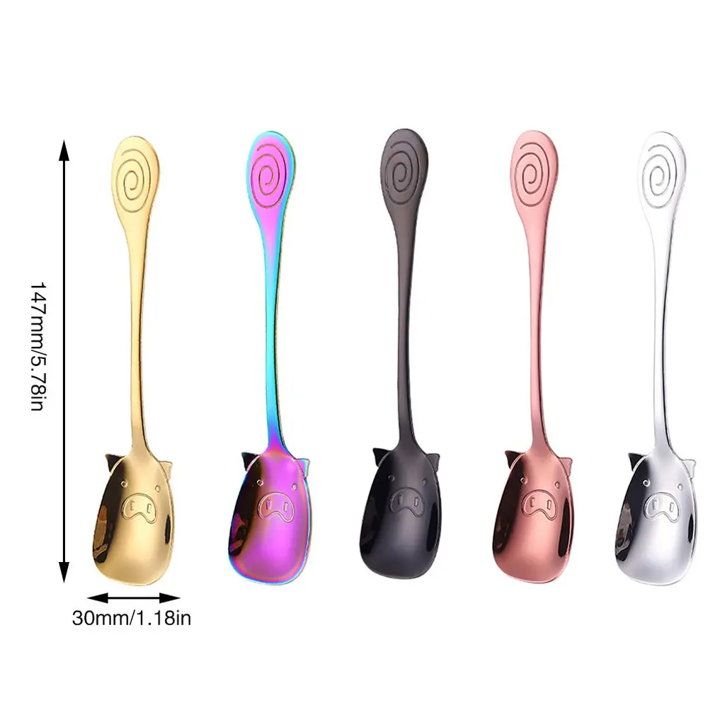 

5/8pcs Cartoon Pig Stainless Steel Coffee Tea Spoon Fruit Fork Dessert Spoon Coffee Accessories Flatware Gifts Drinking Tools