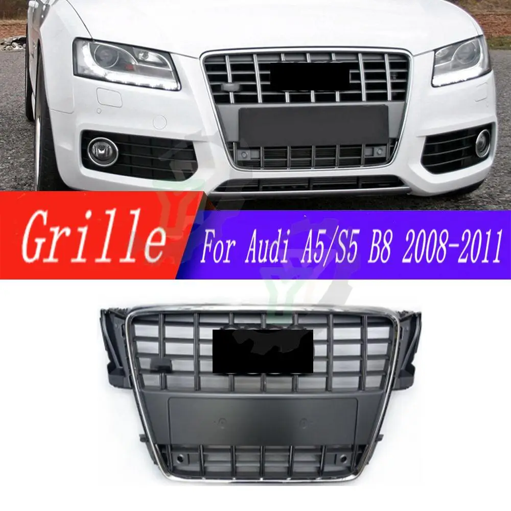 

High-quality Chrome Gray front bumper grille mesh For Audi A5/S5 B8 2008 2009 2010 2011 (for S5 style) auto parts racing grill