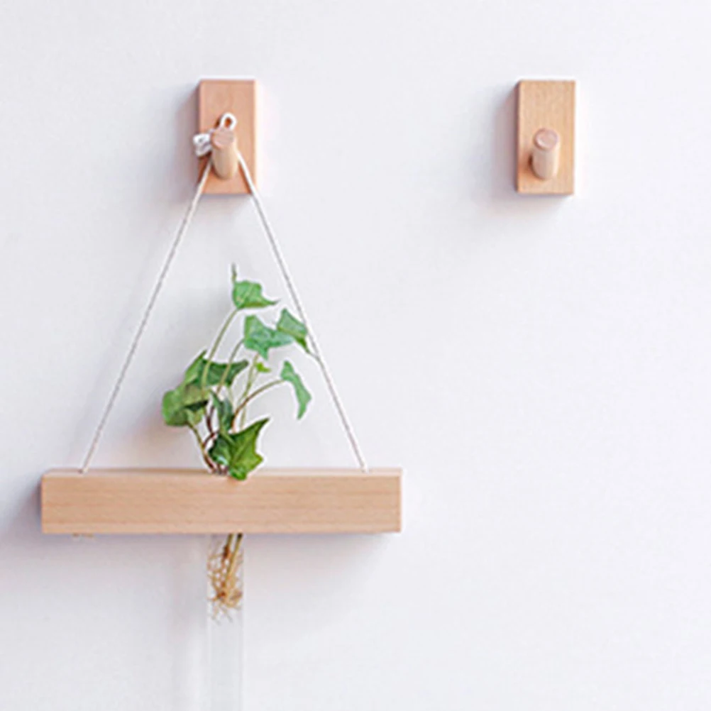 Крючок из твердой древесины креативный клейкий крючок для задней двери вешалка