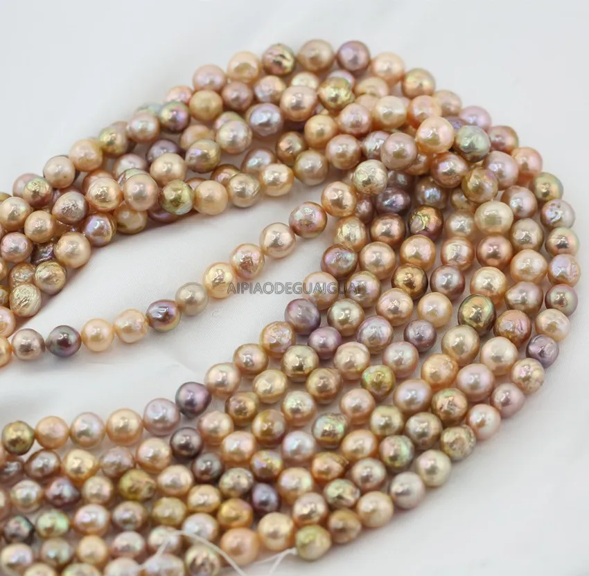 

APDGG Natural mixed-color 9-10mm edison baroque pearl strands loose beads women lady jewelry DIY