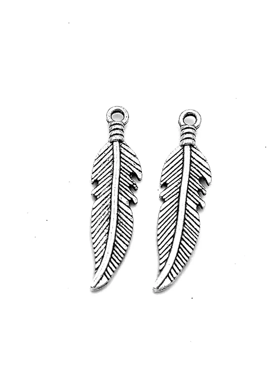 

50pcs Feathers charms pendant 27x7mm antique silver ornament accessories jewelry making DIY base material