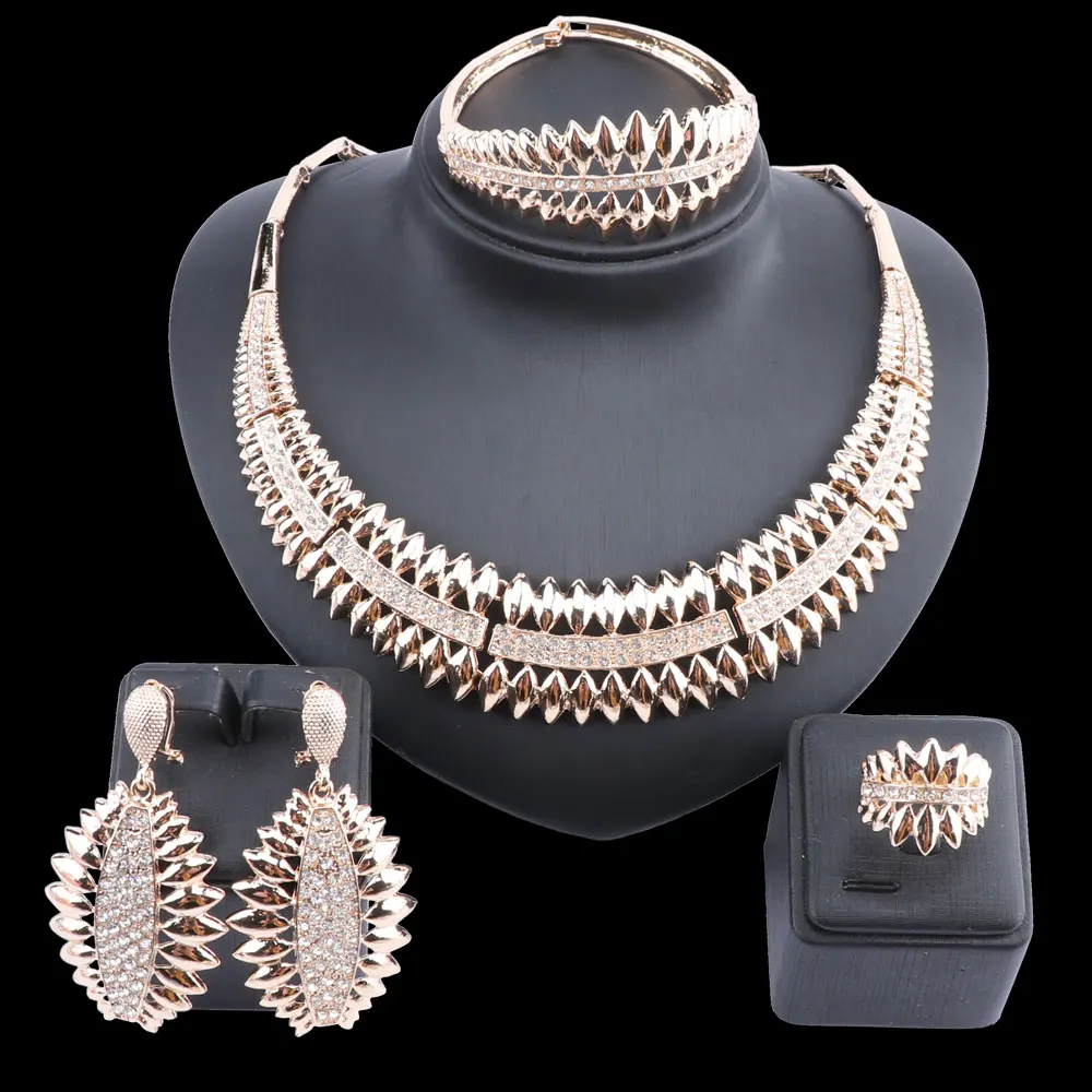 Лидер продаж Женские Ювелирные наборы золотого цвета африканская нигерийская