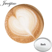 youhaken cappuccino coffee latte carving one side mini pocket mirror compact portable makeup vanity hand travel purse mirror