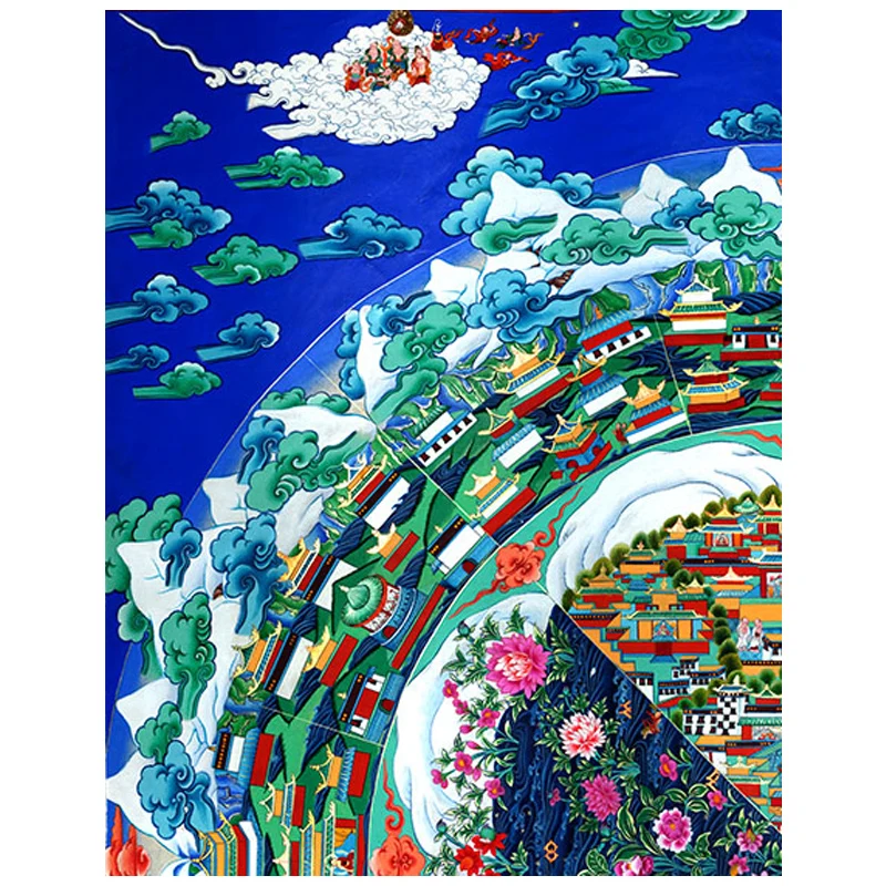 Тибетский тангка религиозные фрески буддизм Безрамная печать высокой четкости