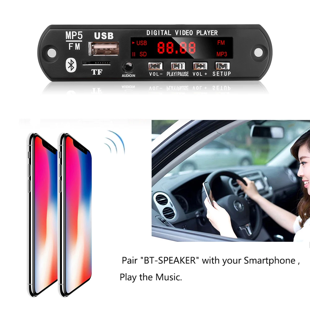 Bluetooth MP5 плеер аудио видео декодер плата Поддержка USB TF MP3 WAV декодирование без