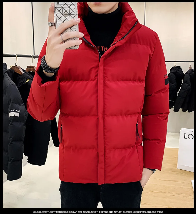 Горячее предложение! 2019 мужские зимние пальто со стоячим воротником толстые