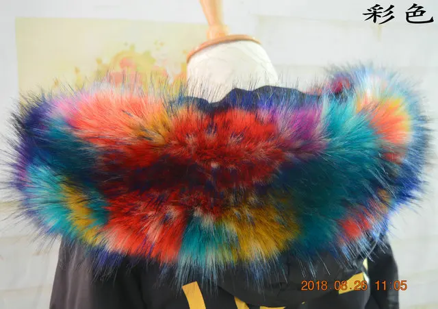 Разноцветная зимняя куртка Паркера с воротником из искусственного меха енота