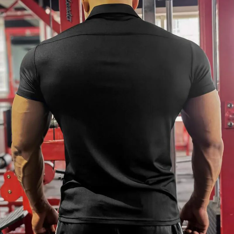Рубашка-поло мужская с коротким рукавом модная повседневная облегающая
